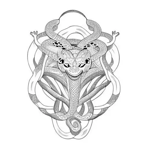 self eating snake tattoo design idea