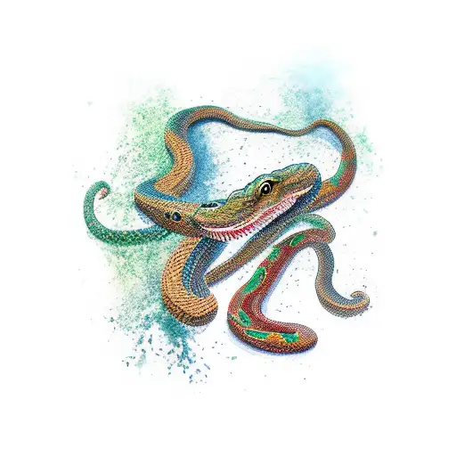 self eating snake tattoo design idea
