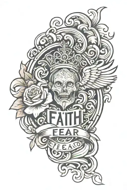faith over fear god tattoo design idea