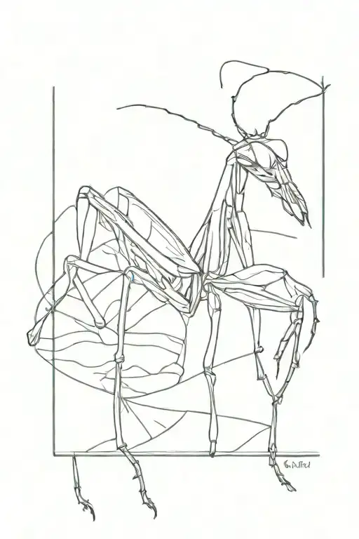 praying mantis tattoo design idea