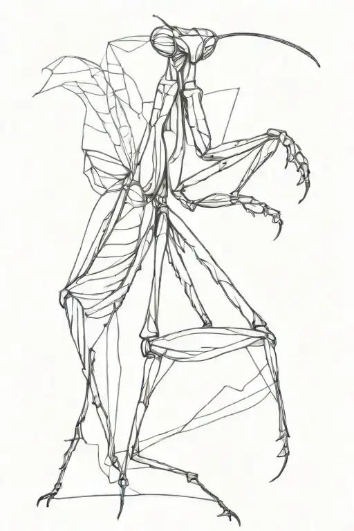 praying mantis sketch tattoo design idea