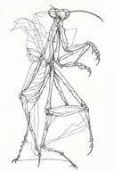 praying mantis sketch tattoo design idea