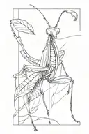 praying mantis sketch tattoo design idea