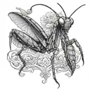 praying mantis eating tattoo design idea