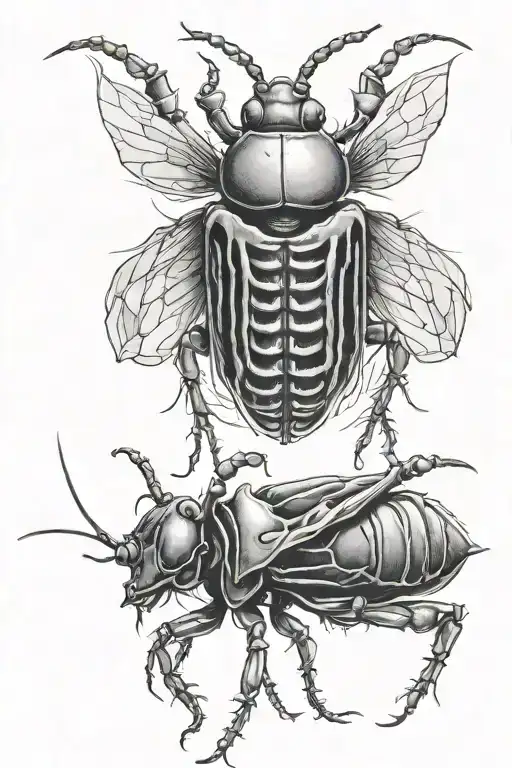 skeleton of a bug tattoo design idea