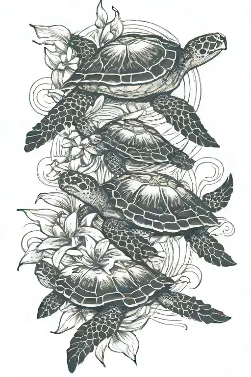 sea turtles, lillies, music, words Such a lonely day, and it's mineIt's a day that I'm glad I survived. tattoo design idea