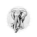 elephant with hawthorn, violet and  cosmos, daisy ,  tattoo design idea