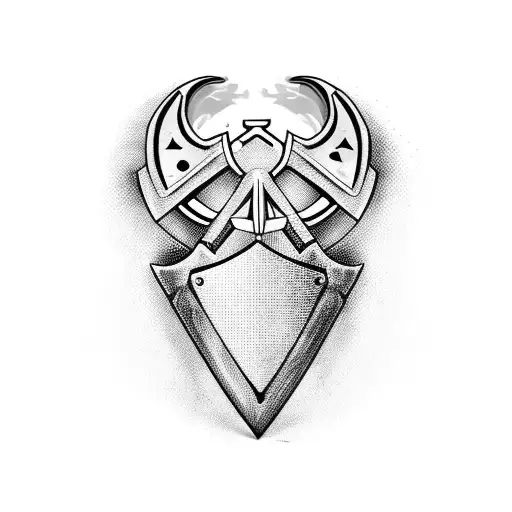 axe and shield tattoo design idea