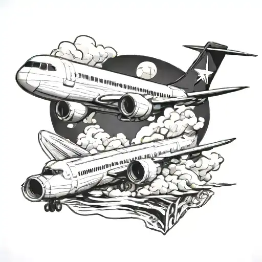 A culinary masterpiece being served on a plane wing tattoo design idea