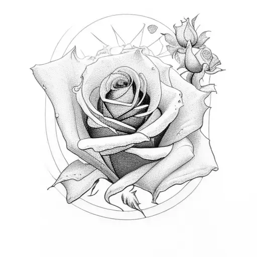White Rose in the Rider–Waite tarot style. tattoo design idea
