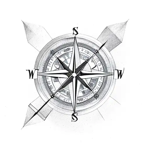 a compass in the shape of a christian cross and a christian fish symbol  tattoo design idea