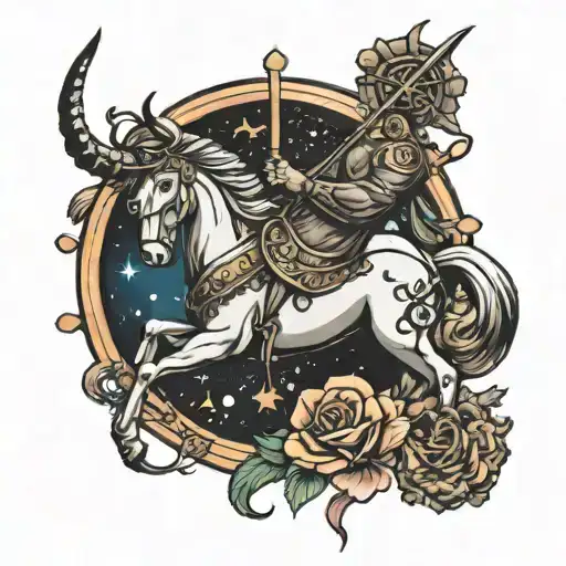 sagittarius and cancer zodiac sign tattoo design idea