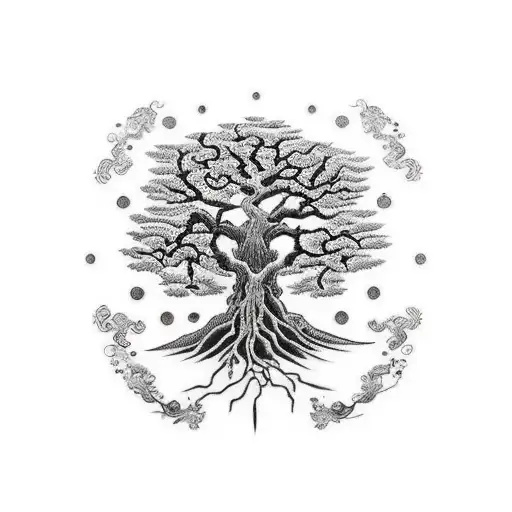 Japanese "Tree Of Life" Tattoo Idea BlackInk AI