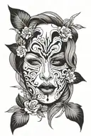 broken mask with tears, for mental health struggles, but now after a long way my mental is stronger  tattoo design idea