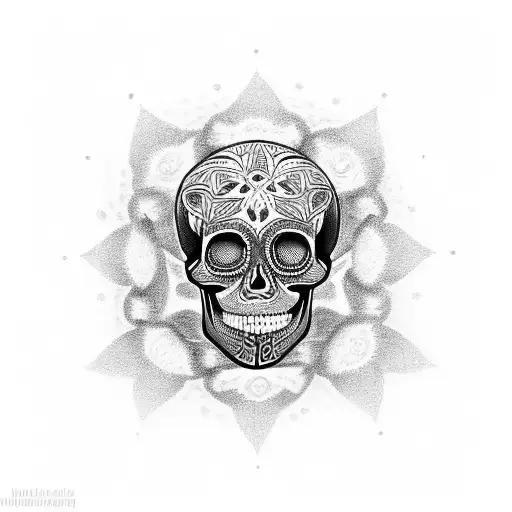 mandala skull tattoo design idea