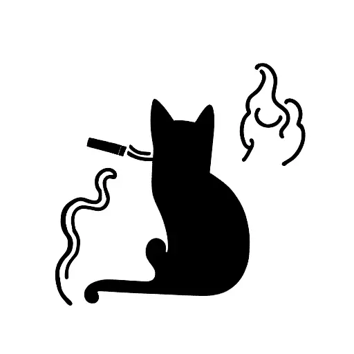 cat im the window smoking cigarette  tattoo design idea