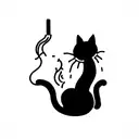 cat im the window smoking cigarette  tattoo design idea