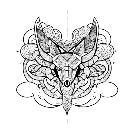 mujer con alas y nubes en a sus alrededores  tattoo design idea