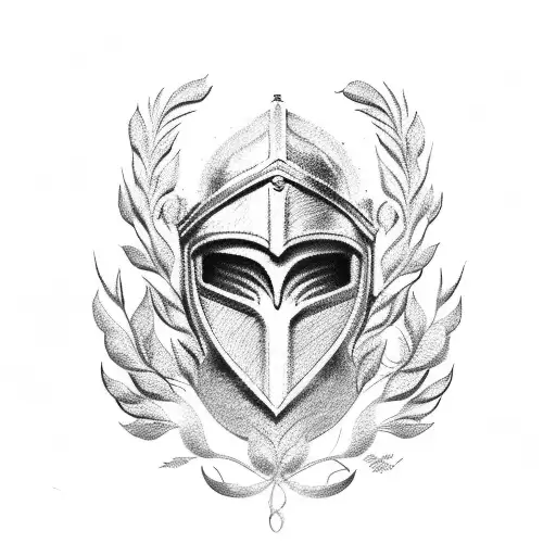 helm with laurel wreath tattoo design idea