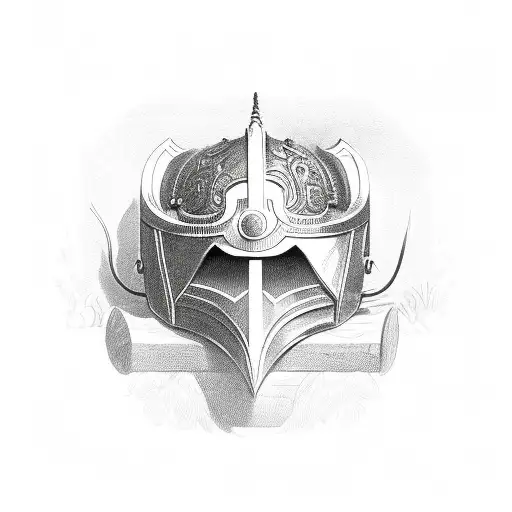 old helm with laurel wreath tattoo design idea