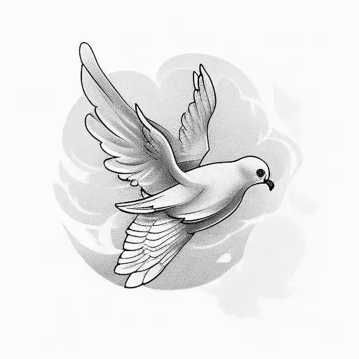 learning to fly all because of you with dove and Music notes  tattoo design idea