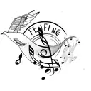 learning to fly all because of you with dove and Music notes  tattoo design idea