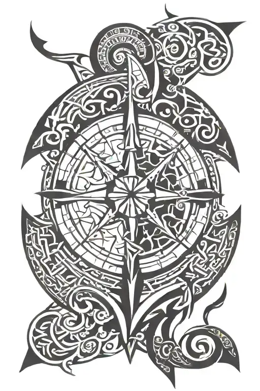 viking compass tattoo design idea