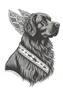 Newfoundland flag, newfoundland dog, proud, hardworking, symbols of all these things multiple things  tattoo design idea