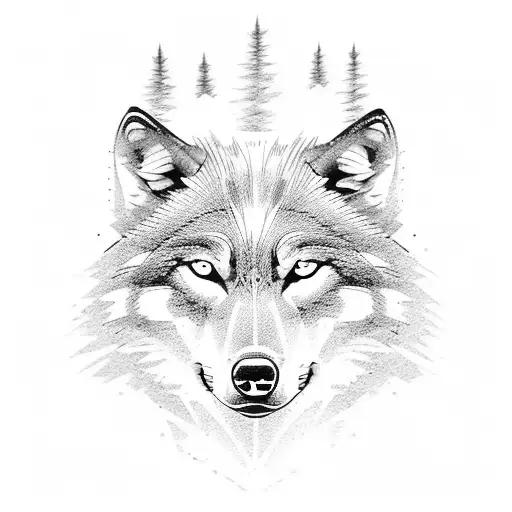 Wolf with heart tattoo design idea