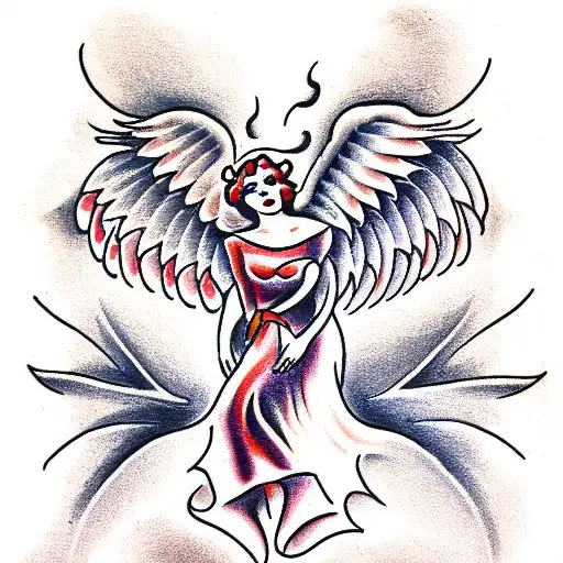 angel on one side demon on other side tattoo design idea