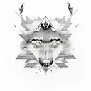 Pyramids ankh wolf staircase clouds birds tattoo design idea