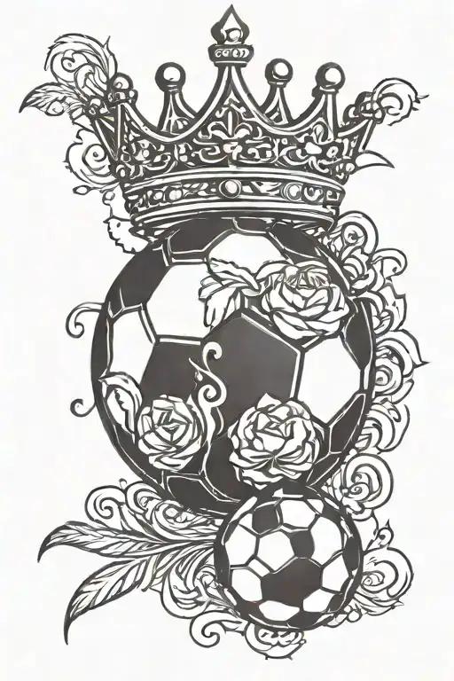 soccer ball with crown and designs tattoo design idea