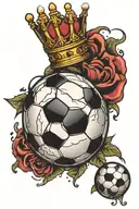 soccer ball with crown tattoo design idea