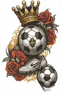 soccer ball with crown tattoo design idea
