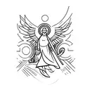 fénix bird carrying a catholic rosary tattoo design idea