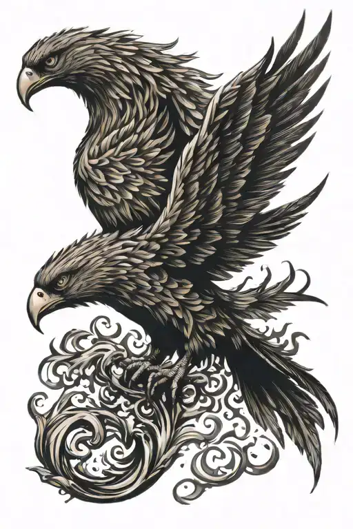 phoenix rising from flames tattoo design idea