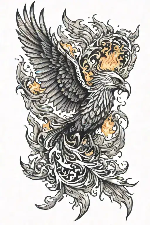 phoenix rising from flames tattoo design idea