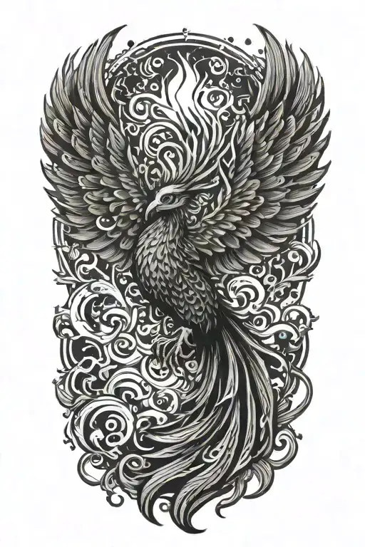 phoenix rising from flames tattoo design idea