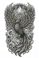 phoenix rising from flames tattoo design idea
