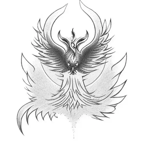 Design a sleek minimalist tattoo of a phoenix engulfed in flames tattoo design idea