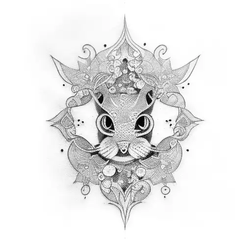 A dotwork tattoo featuring a stylish clothing design tattoo design idea