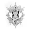 A dotwork tattoo featuring a stylish clothing design tattoo design idea