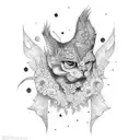 A dotwork tattoo featuring a stylish clothing design tattoo design idea