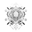 A dotwork tattoo featuring a stylish clothing design tattoo design idea