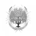 tools transforming into a tree trunk with branches symbolizing the client's love for both tools and nature tattoo design idea