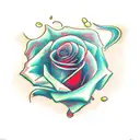 rose on fire tattoo design idea
