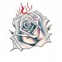 rose on fire tattoo design idea