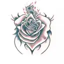rose on fire tattoo design idea