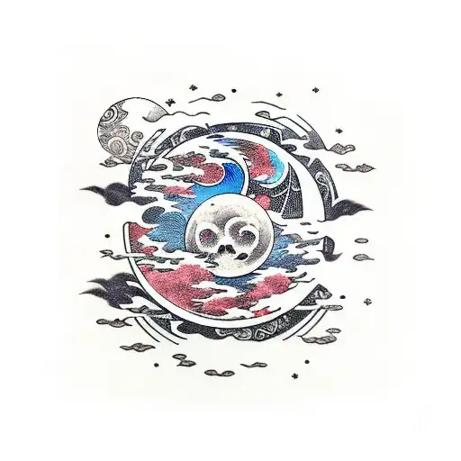 Moon with the magic tattoo design idea