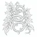 snake and poison ivy vines tattoo design idea